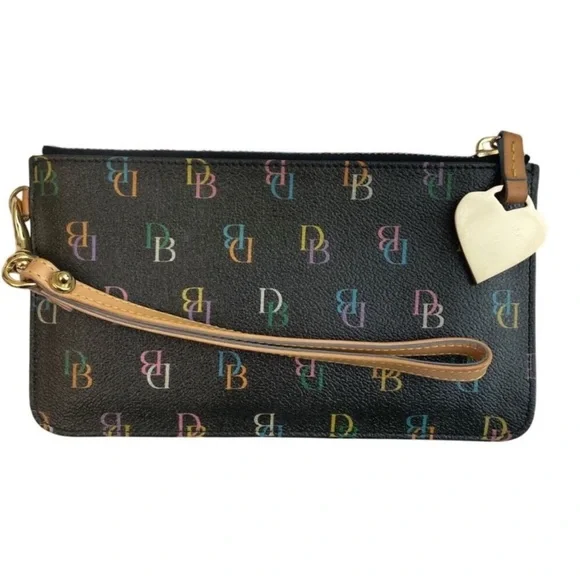 Dooney & Bourke Black Wristlet with Multicolor Logo - Picture 3 of 6